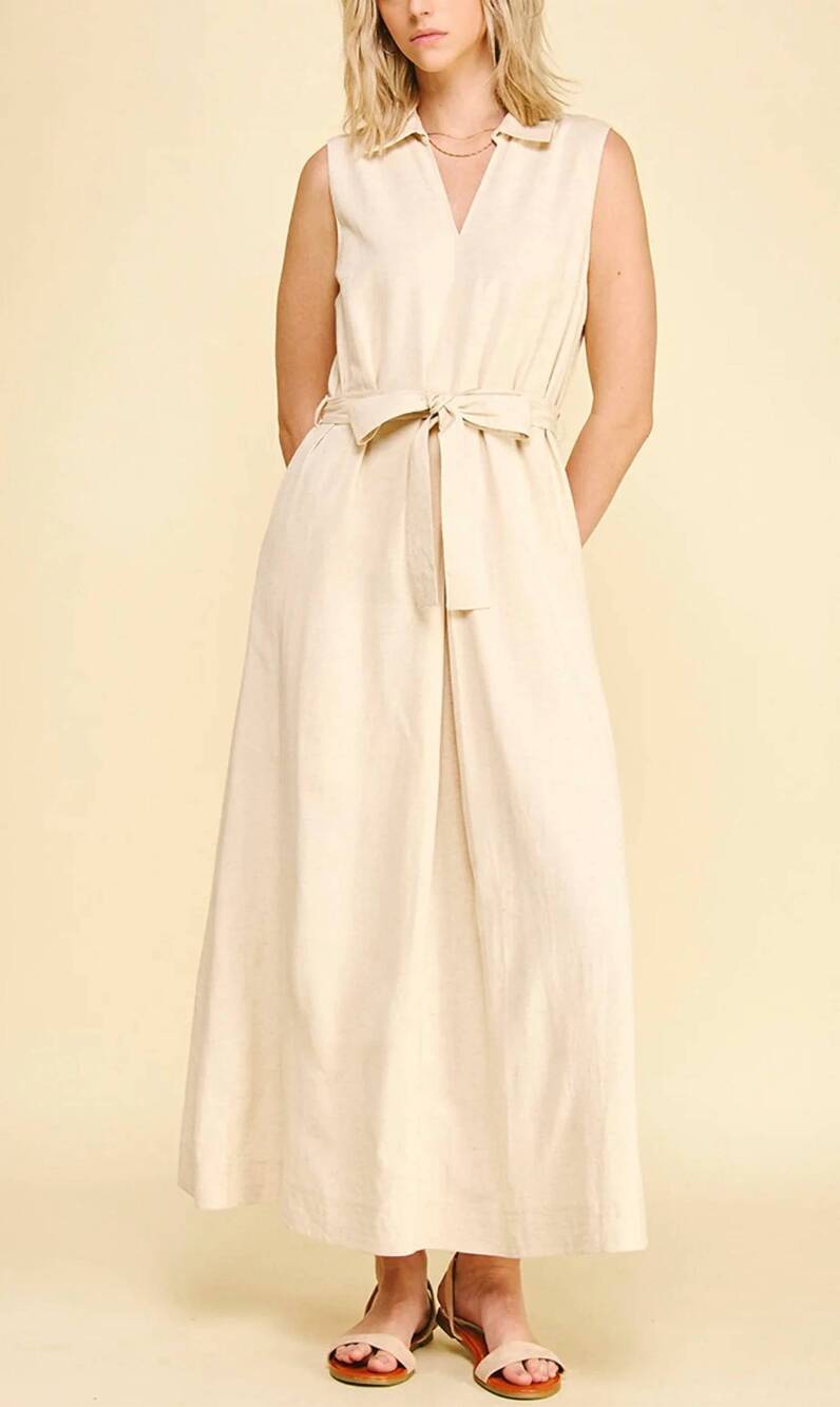 NEW PINCH linen maxi dress in tan